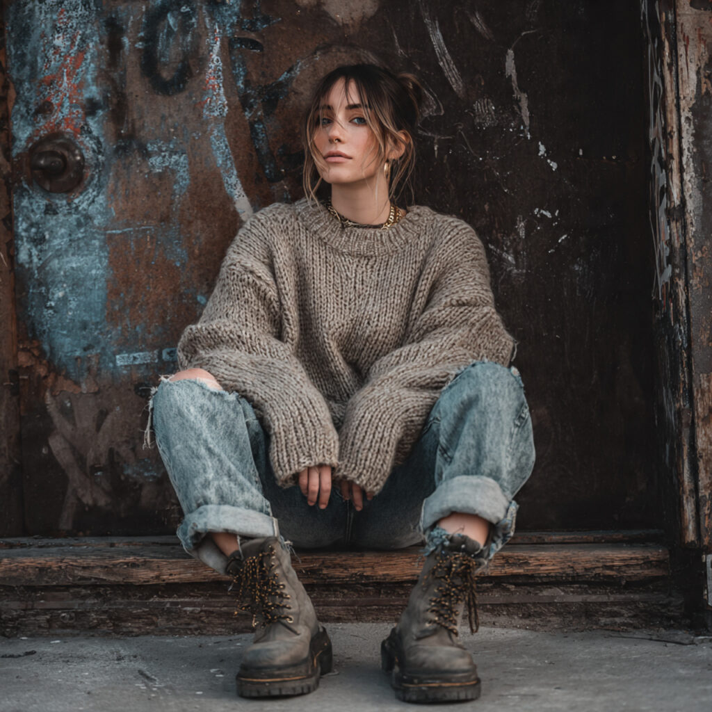 Oversized Sweaters and Knits in Grunge Outfit Ideas
