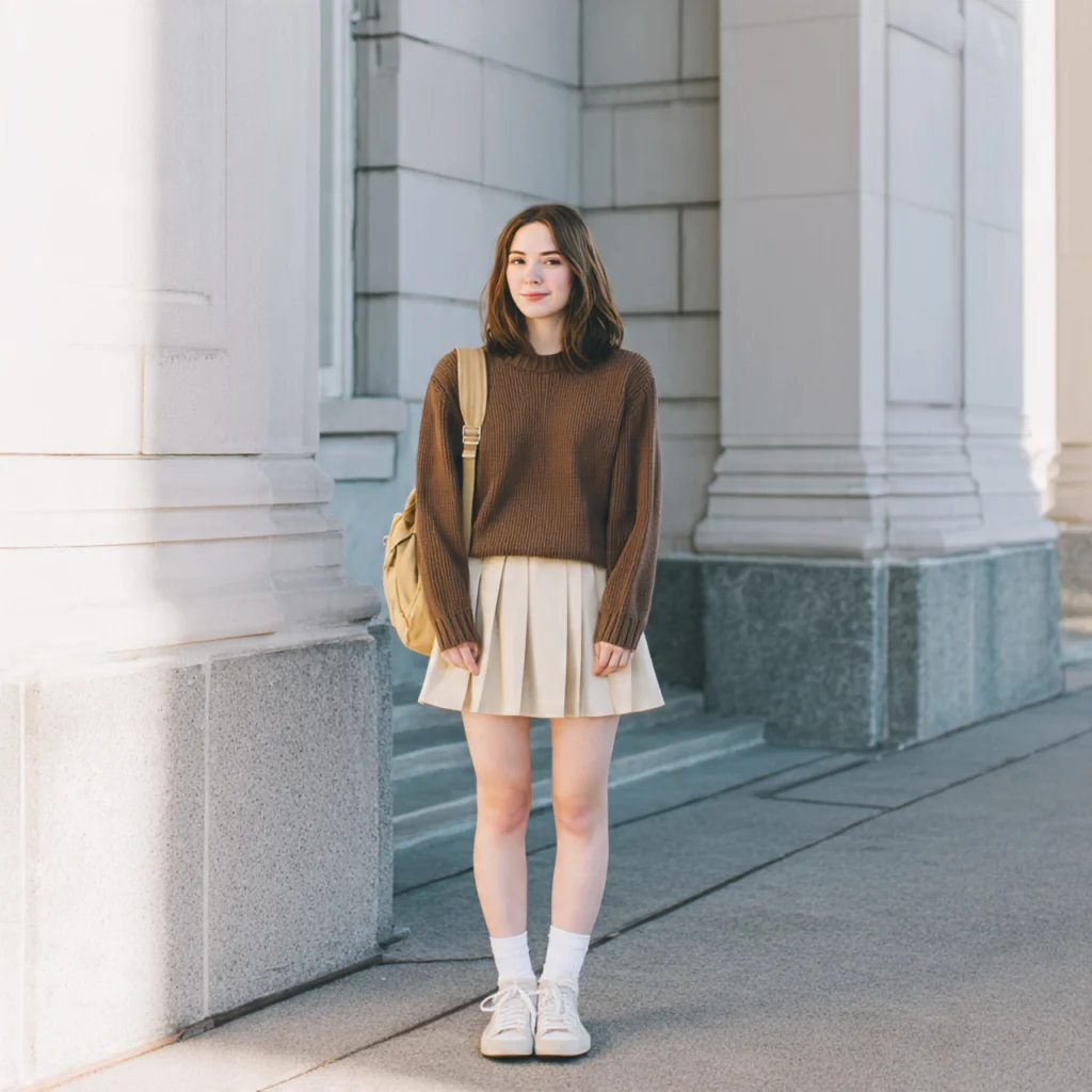 Pleated Skirt and Sweater Back to School Outfits