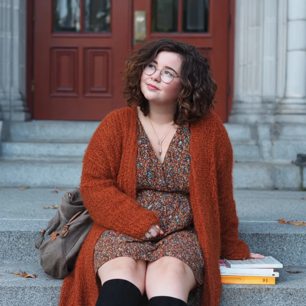 Plus Size Back to School Outfits with a Longline Cardigan and T-Shirt Dress