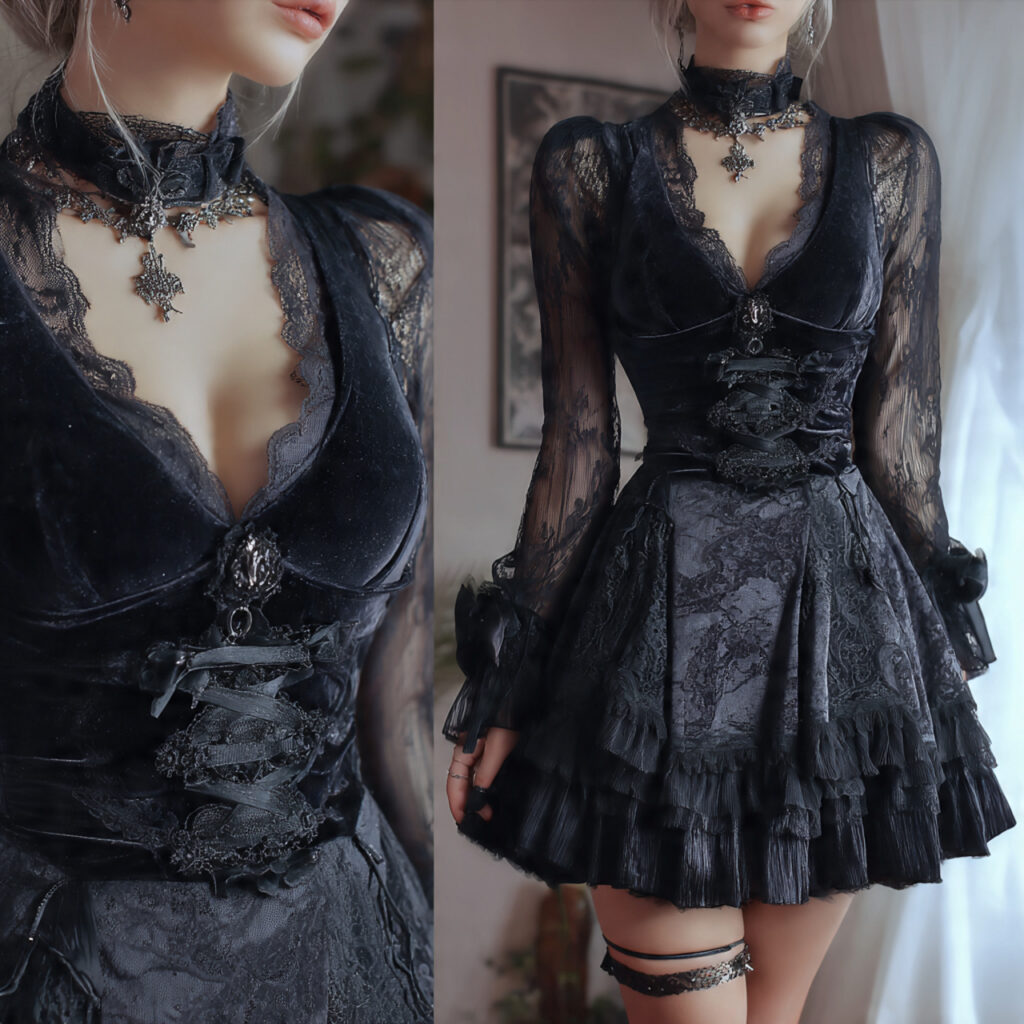Romantic Goth Outfits for Layered Textures and Depth