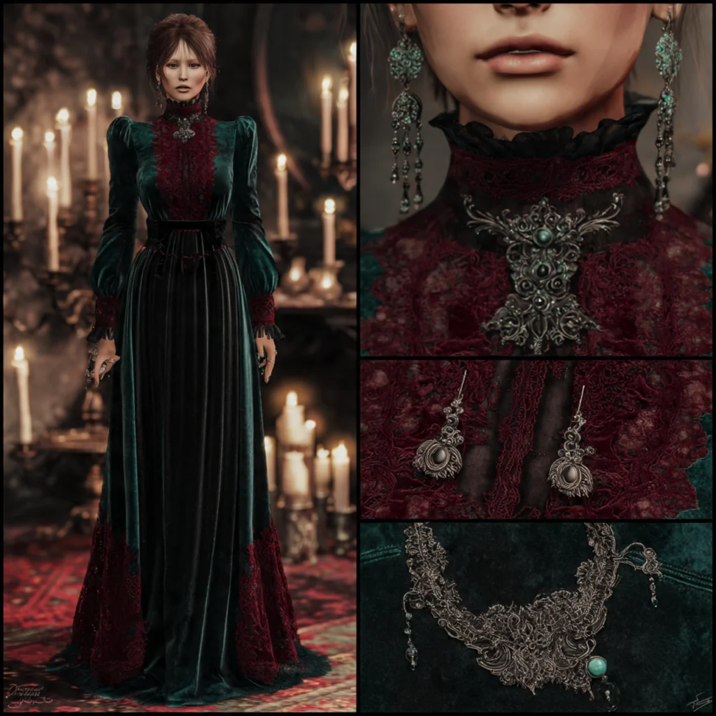 Romantic Goth Outfits in Rich Jewel Tones