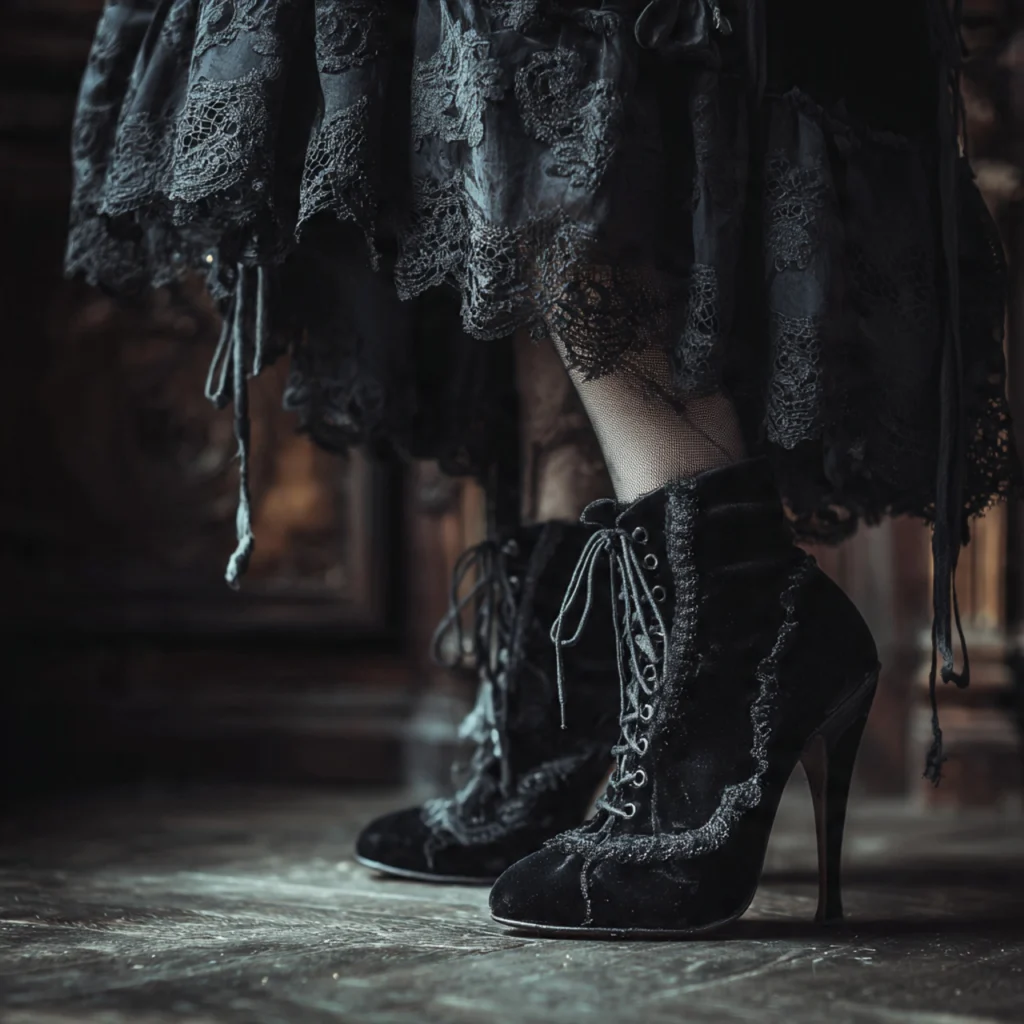Romantic Goth Outfits with Footwear Focus