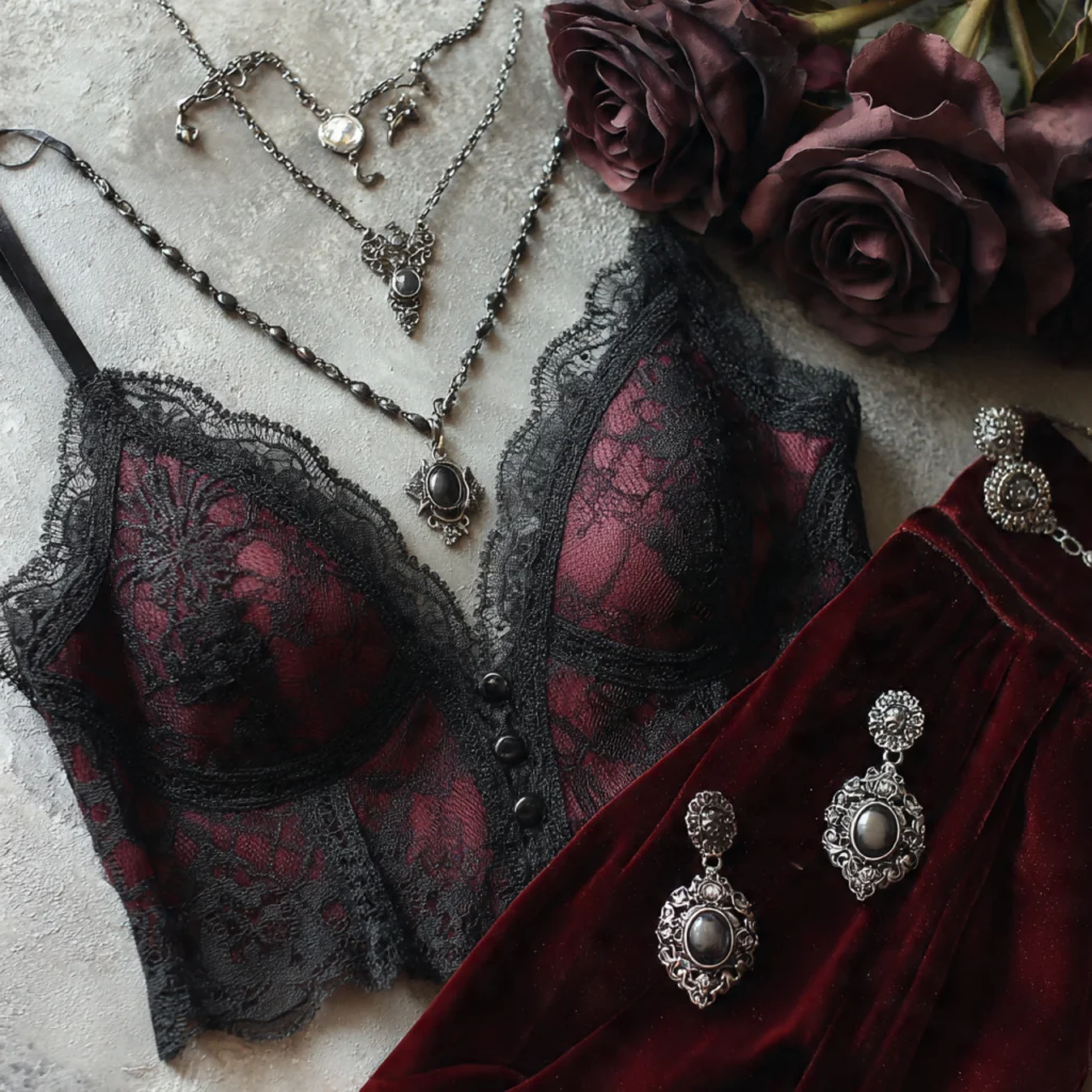 Romantic Goth Outfits with Lace and Velvet