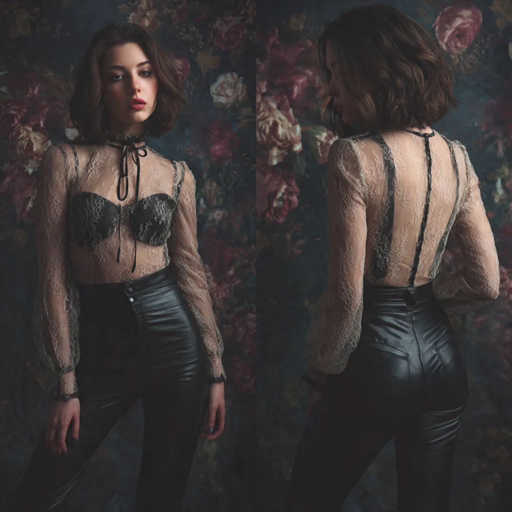 Romantic Goth Outfits with Leather and Lace Contrast