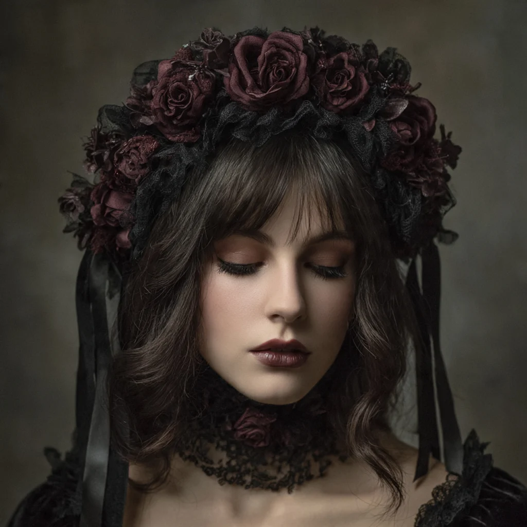 Romantic Goth Outfits with Romantic Headpieces