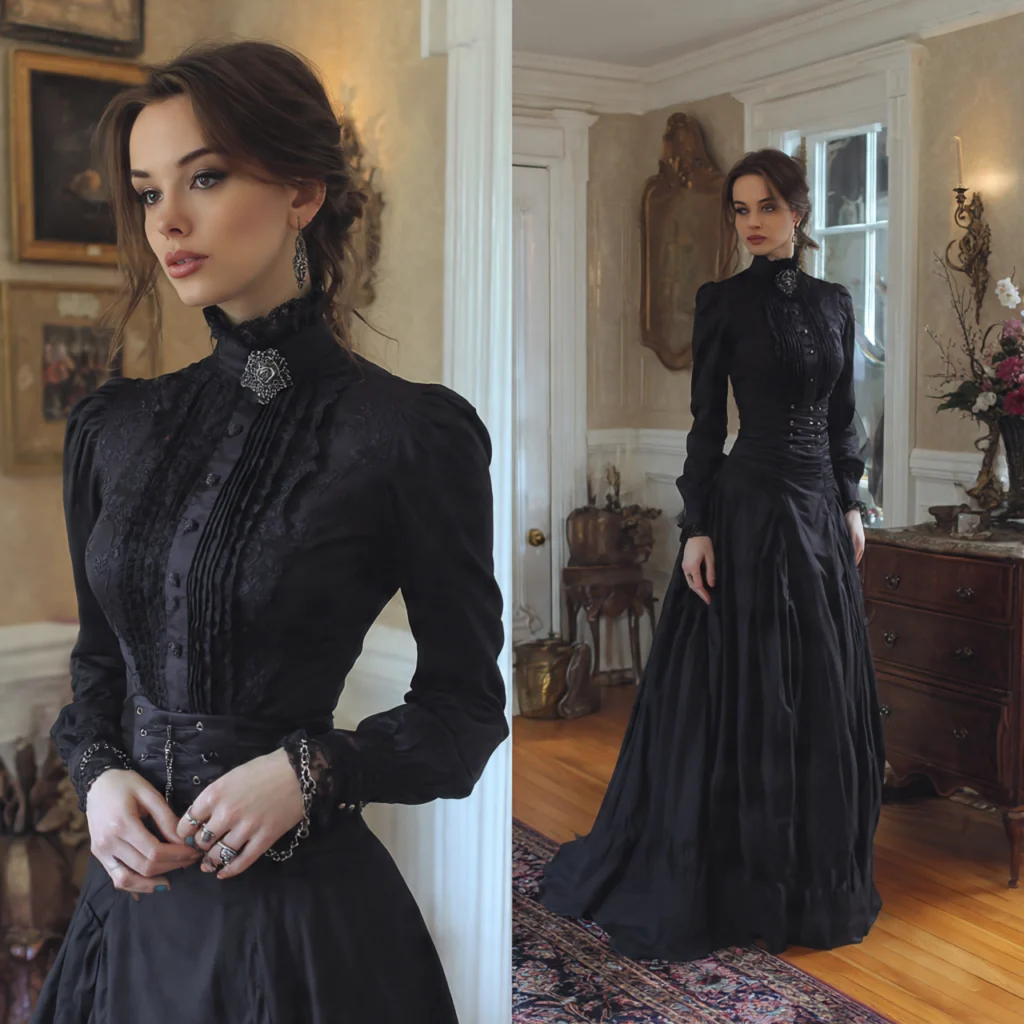 Romantic Goth Outfits with Victorian-Inspired Elements