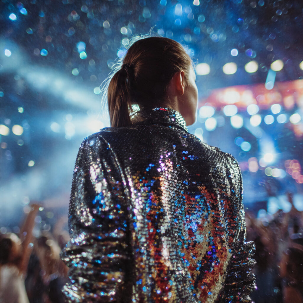 22 Best Rock Concert Outfit Looks for Maximum Impact 13 Sequin Jacket Rock Concert Outfit Looks