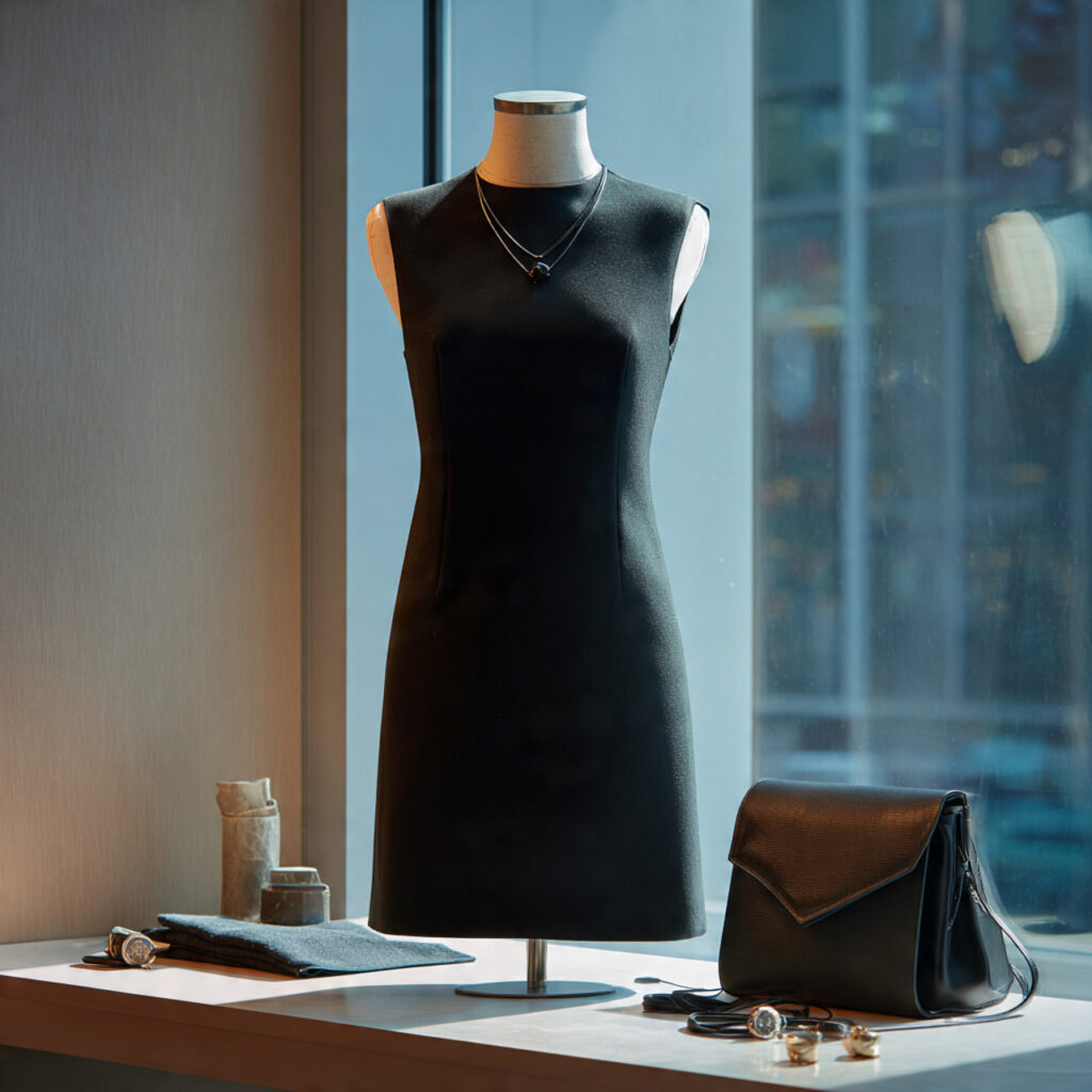 Sheath Dress With Modern Accessories