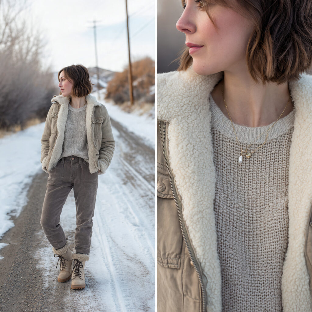 Sherpa-Lined Winter Fashion Outfits