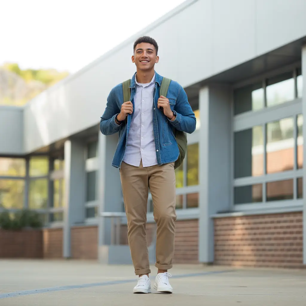 Shirt Dress and Sneakers Back to School Outfits