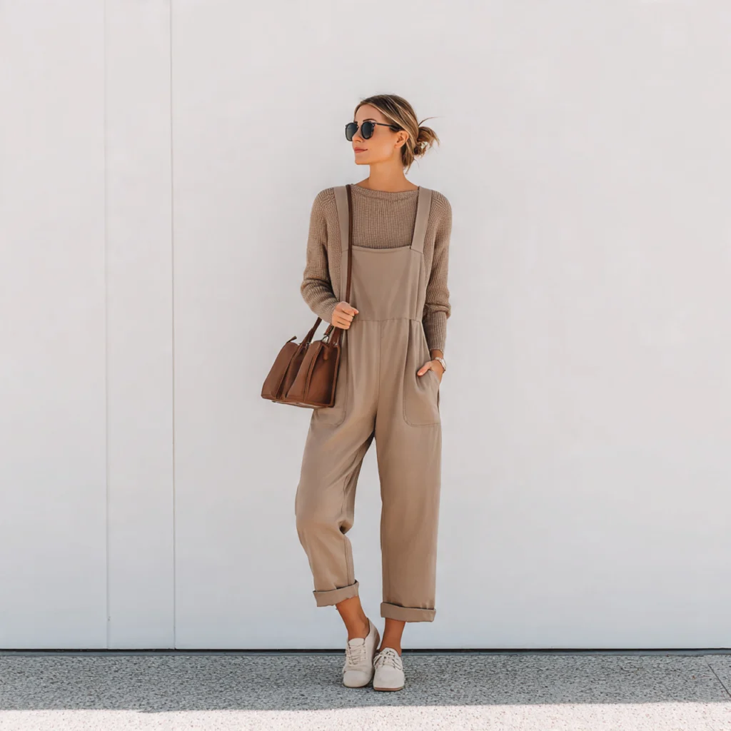 Simple Jumpsuit with Long-Sleeve Tee