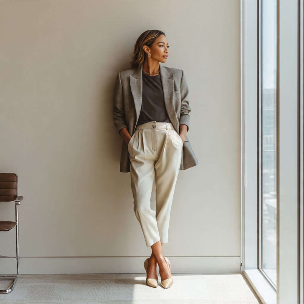 Slim-Fit Blazer with Straight-Leg Pants