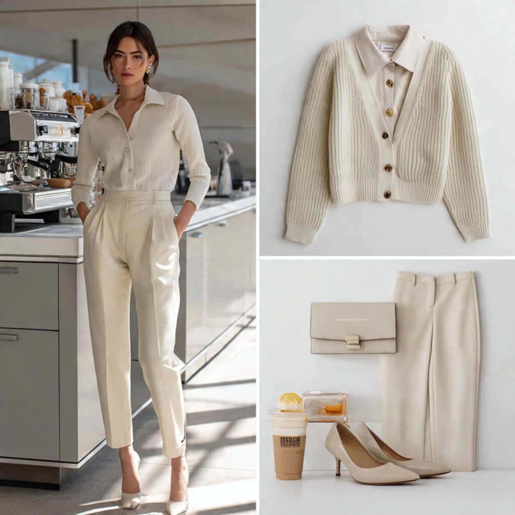 Structured Cardigan Over Clean Layers