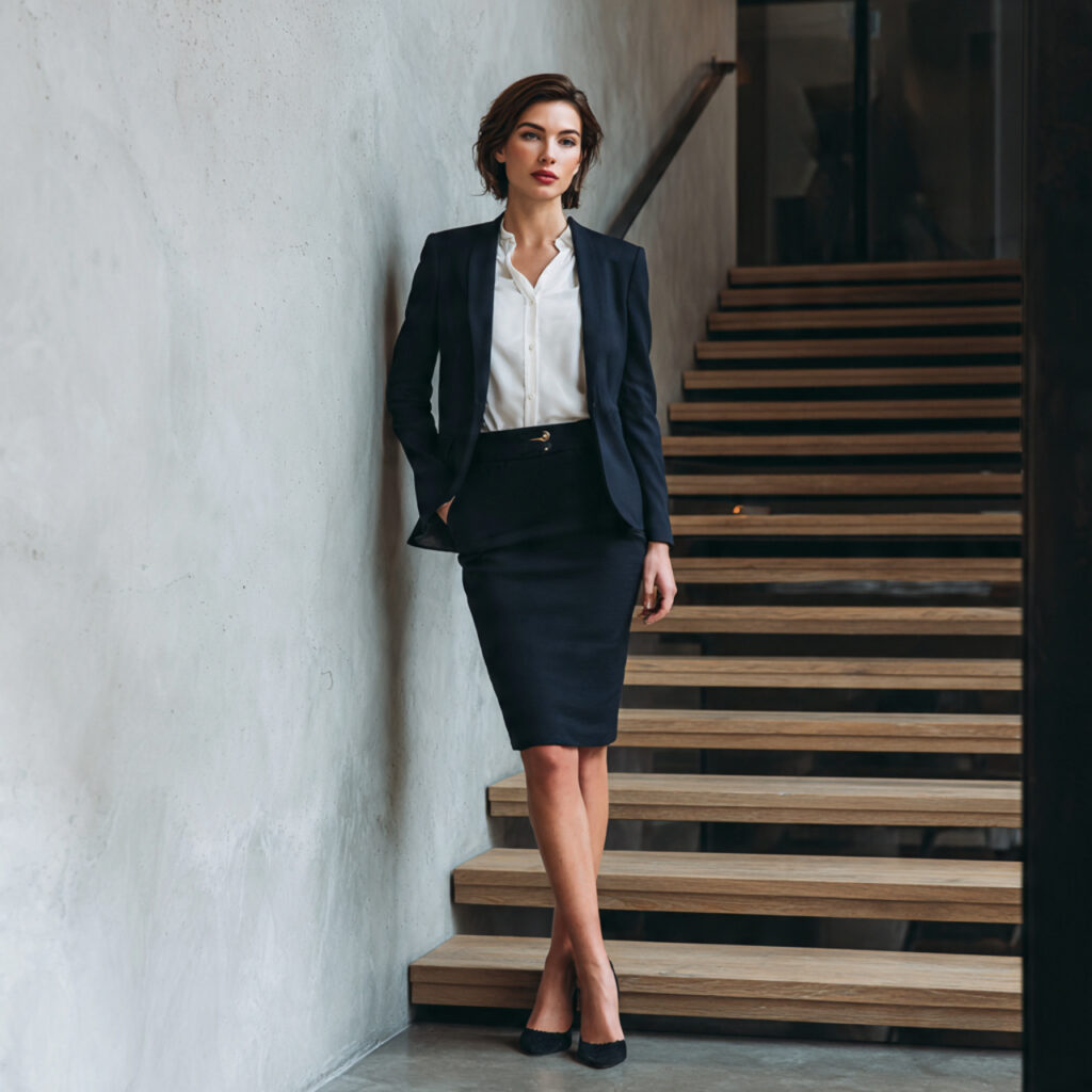 Tailored Blazer with Pencil Skirt