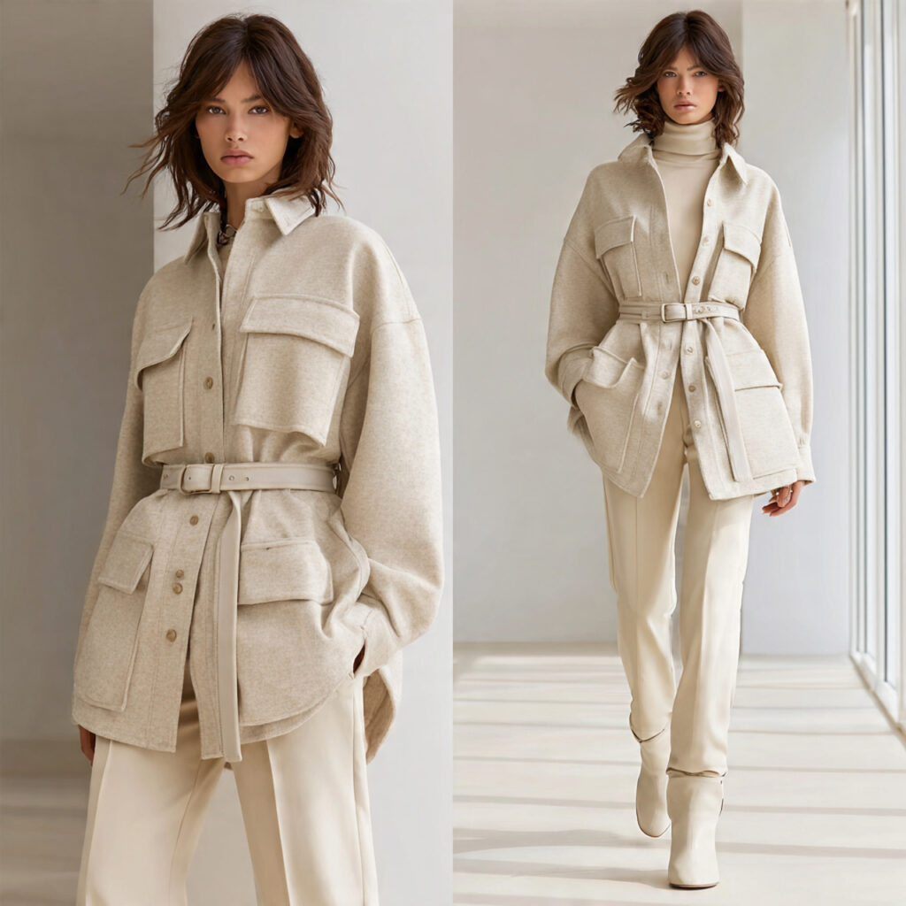 25 Best Winter Outfits for School: Cozy & Trendy Ideas 18 The Belted Overshirt as a Light Jacket Idea