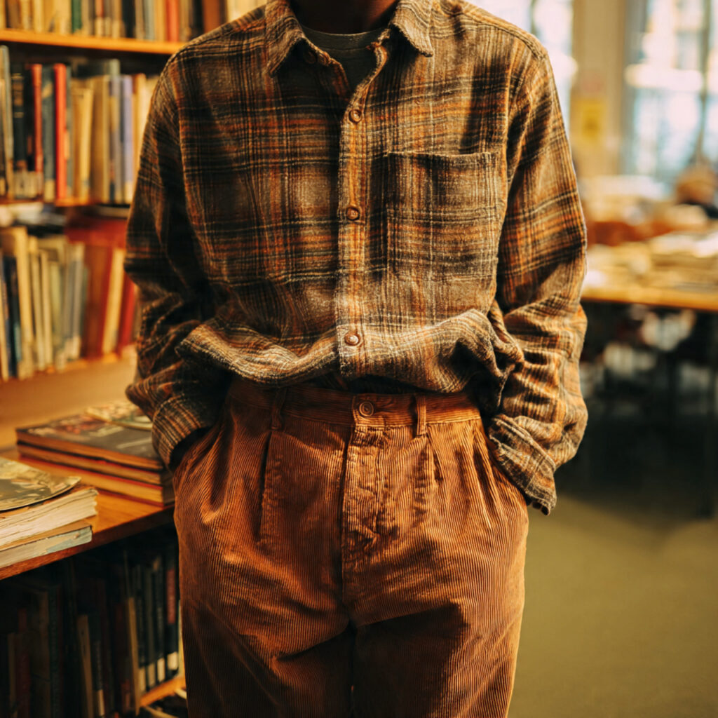 25 Best Winter Outfits for School: Cozy & Trendy Ideas 3 The Corduroy Pants and Flannel Idea