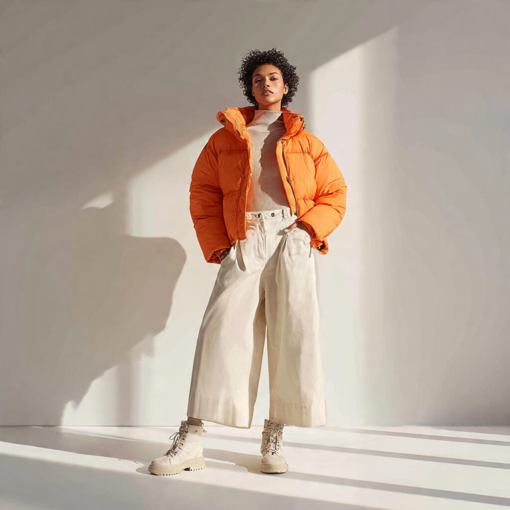 25 Best Winter Outfits for School: Cozy & Trendy Ideas 14 The Cropped Puffer Jacket Styling Idea