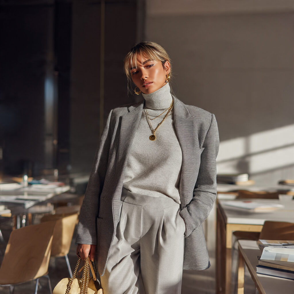 25 Best Winter Outfits for School: Cozy & Trendy Ideas 2 The Turtleneck and Blazer Combination Idea