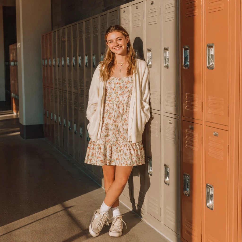 Tiered Mini Dress with Lightweight Cardigan