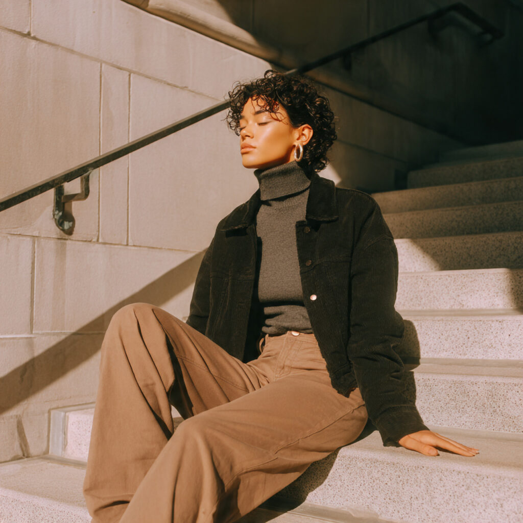 Turtleneck and Cropped Jacket Aesthetic for College