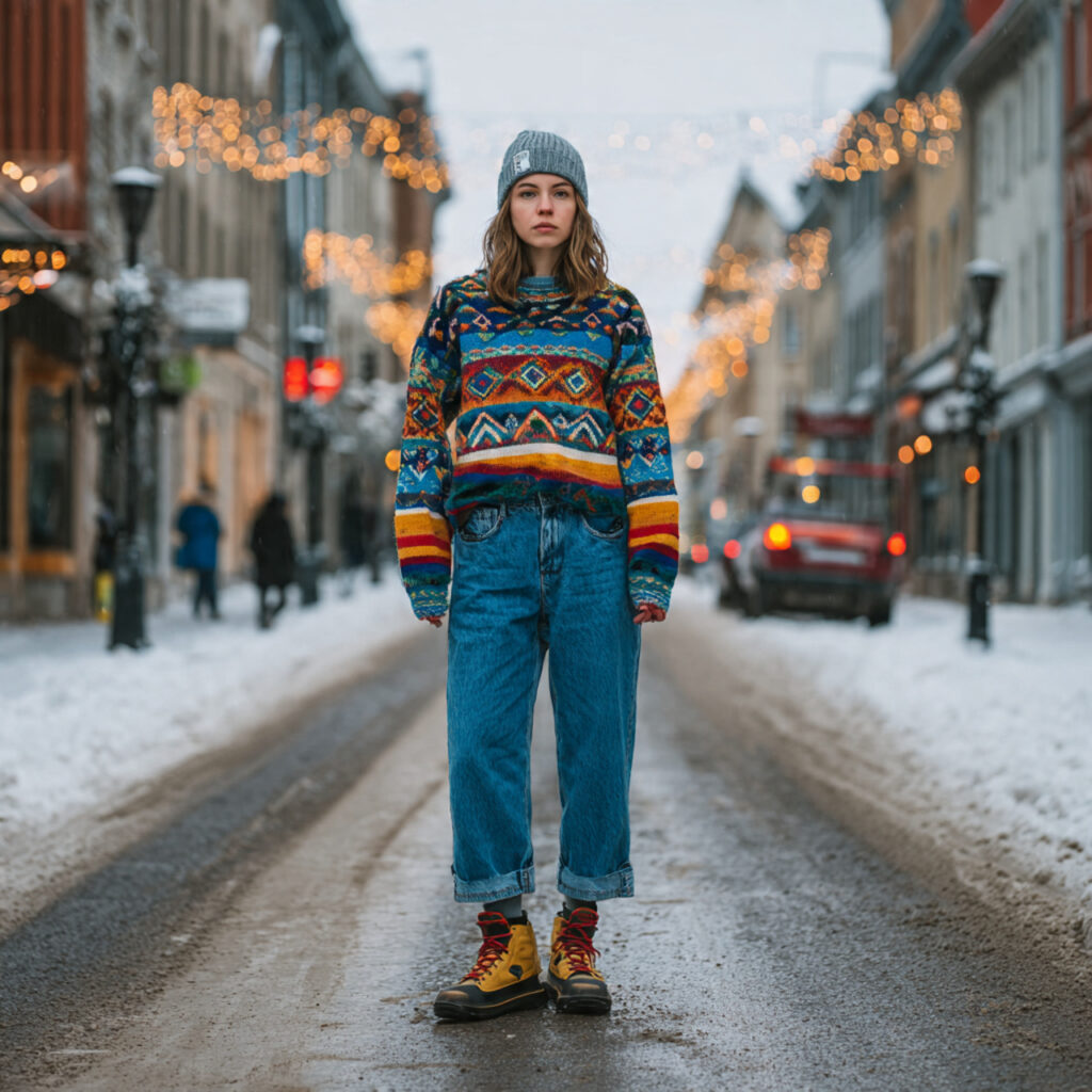 27 Trendy Winter Outfits for Teens: Layering, Color & Comfort 4 Vintage Ski Sweater Styling Idea