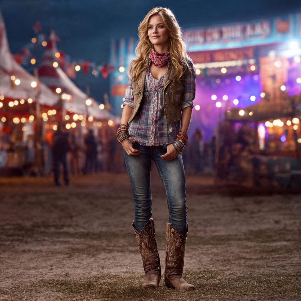 25 Trendy Country Concert Outfit Ideas to Rock Your Look 10 Western Vest with Plaid Shirt