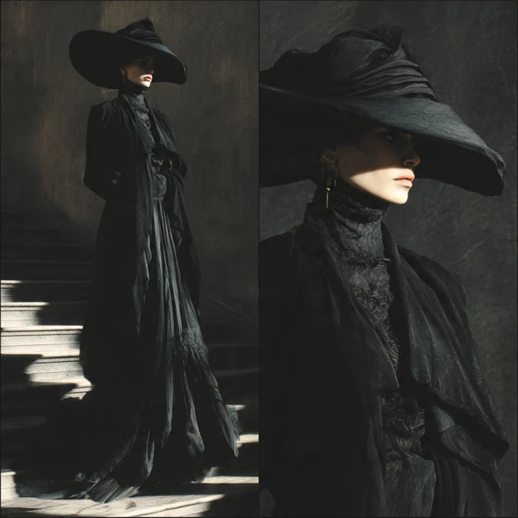 Wide-Brimmed Hats in Trad Goth Outfits