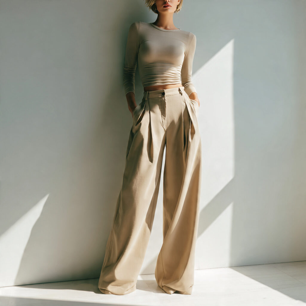 20 Best Minimalist Outfit Ideas to Stay Stylish with Less 13 Wide-Leg Pants with Fitted Top