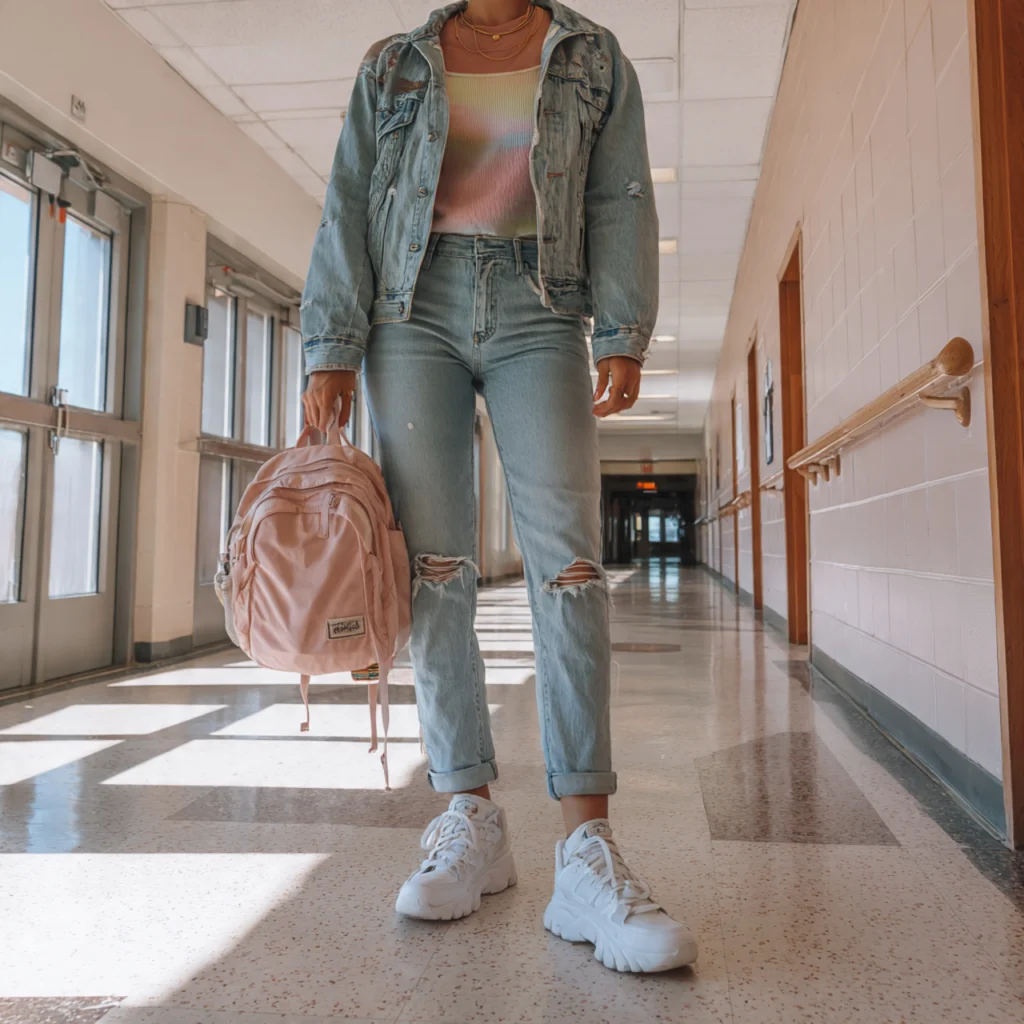 Y2K Back to School Outfits: Denim on Denim