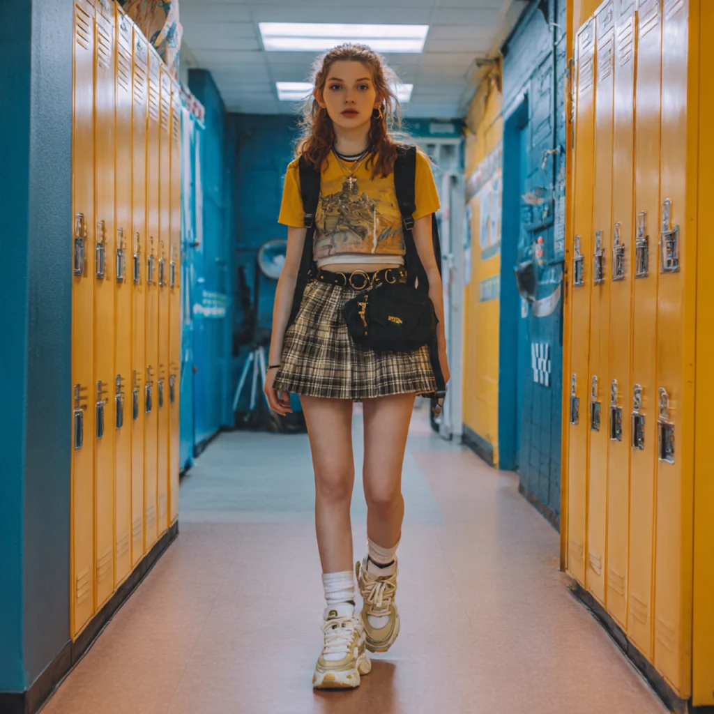 Y2K Back to School Outfits: Mini Skirt with Graphic Tee