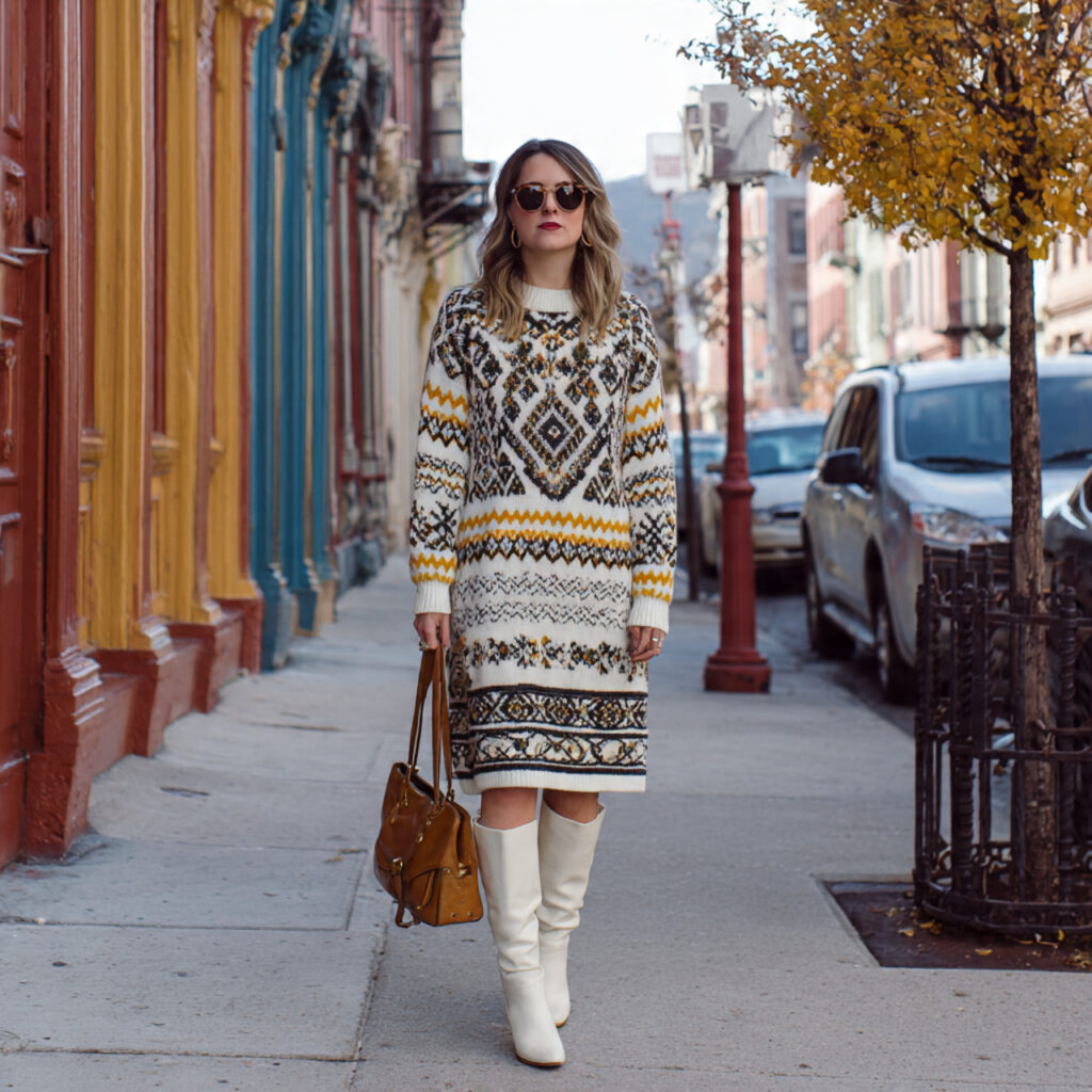 27 Trendy Winter Outfits for Teens: Layering, Color & Comfort 16 Fair Isle Sweater Dress Look Idea