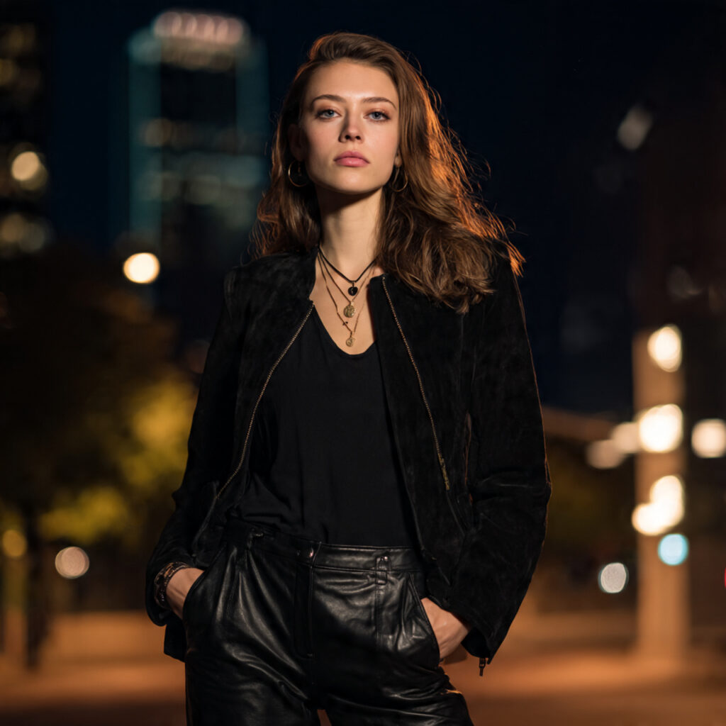 All-Black Leather and Suede Mix Idea