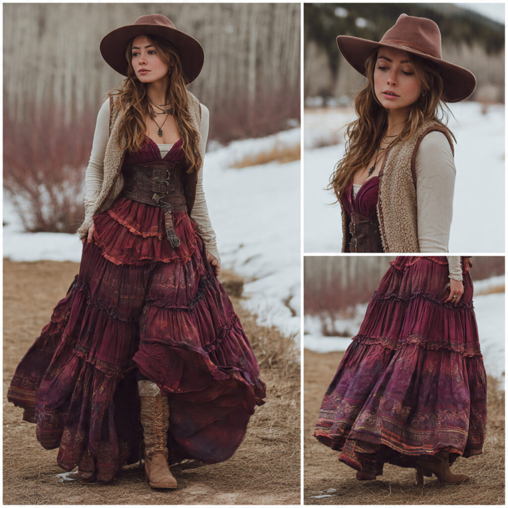 Bohemian Tiered Winter Maxi