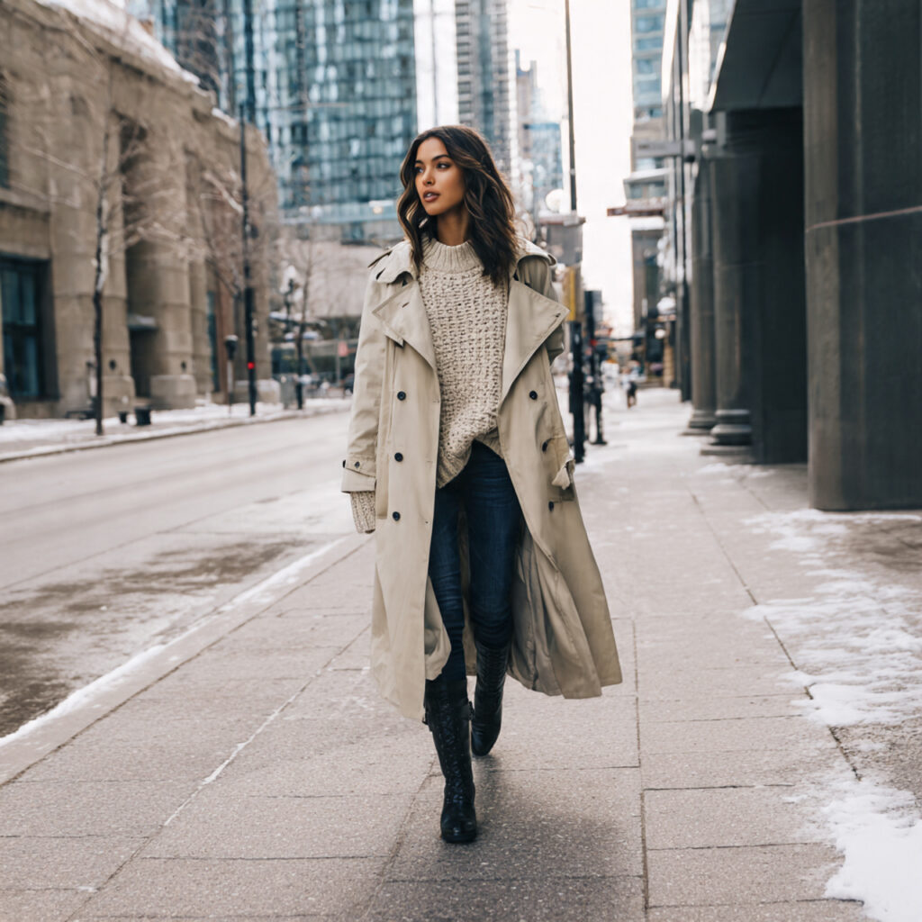 Classic Trench Coat Layering Idea