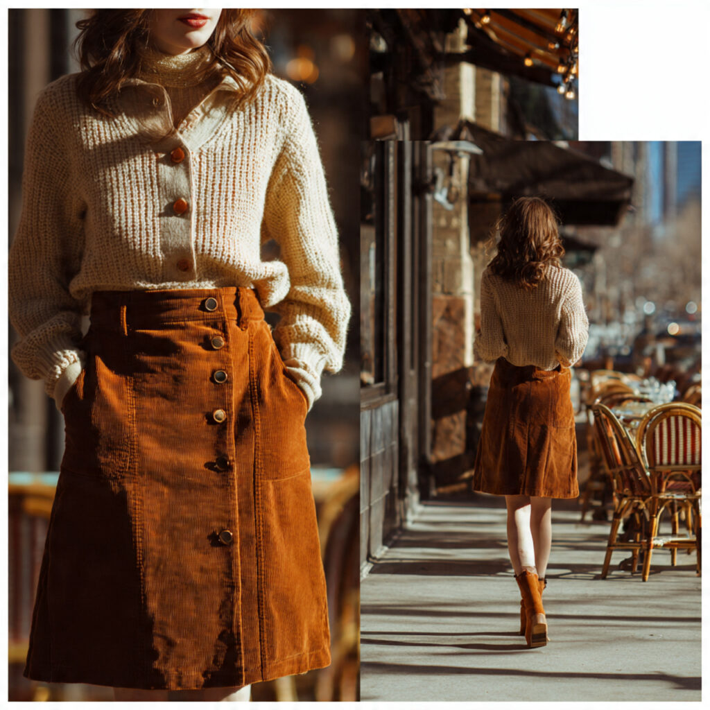 Corduroy Button-Front Look