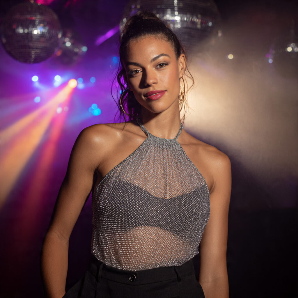 Crystal Mesh Halter Top Idea