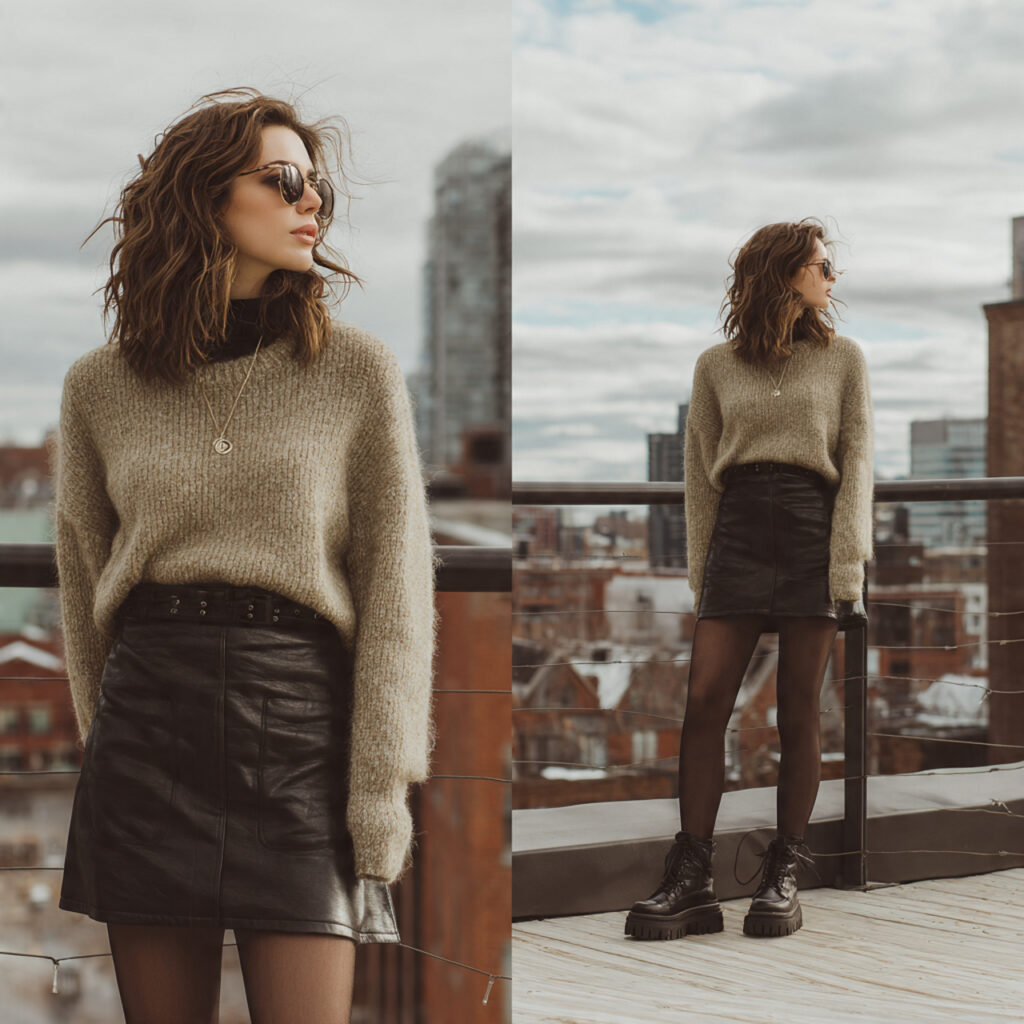 Faux Leather Skirt Ensemble Ideas
