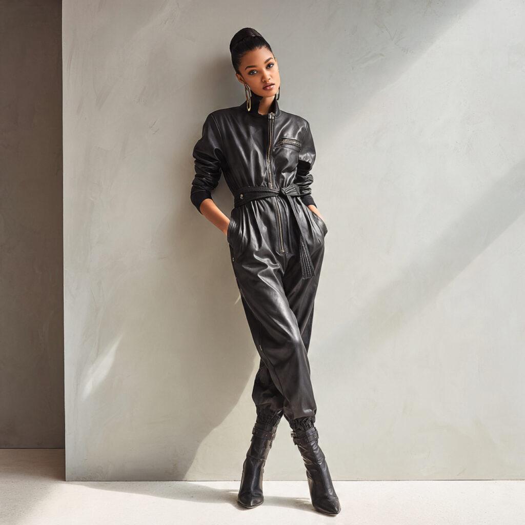 20 Best Party Outfit Ideas for Every Style & Occasion 6 Leather Jumpsuit