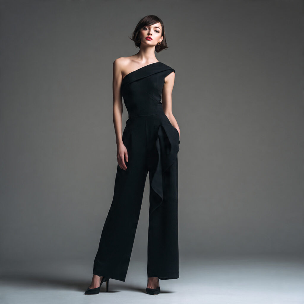 20 Best Party Outfit Ideas for Every Style & Occasion 17 One Shoulder Asymmetric Jumpsuit