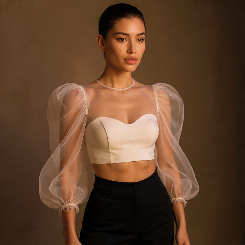 20 Best Party Outfit Ideas for Every Style & Occasion 20 Organza Puff Sleeve Blouse