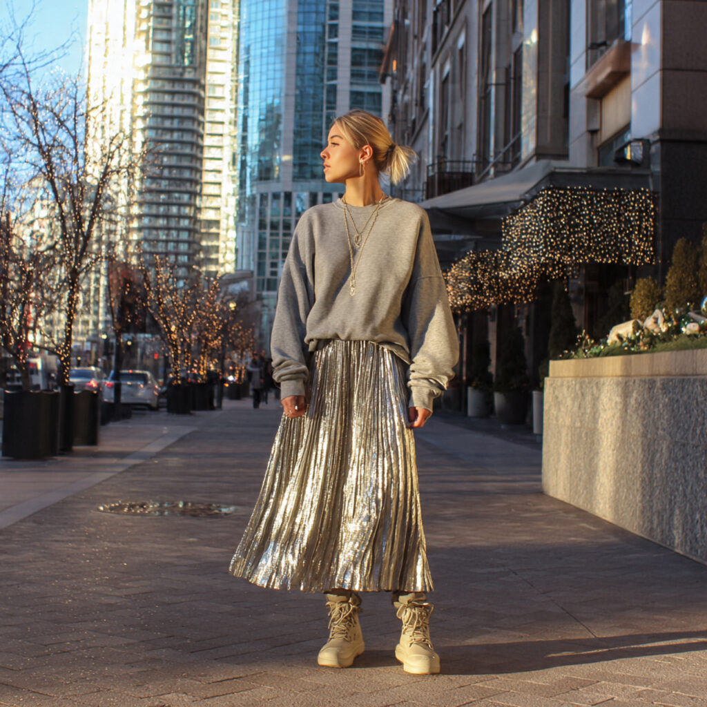 Pleated Metallic Holiday Vibe