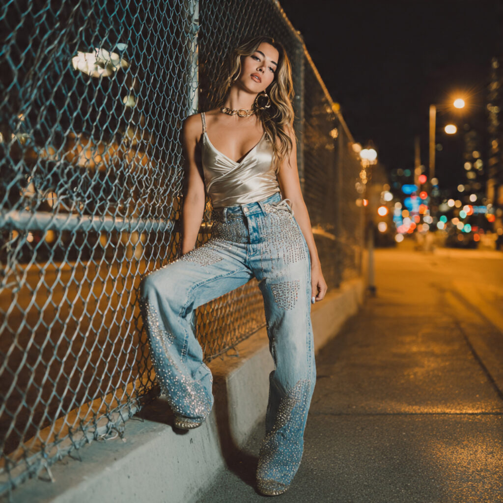 20 Best Party Outfit Ideas for Every Style & Occasion 10 Rhinestone Embellished Denim