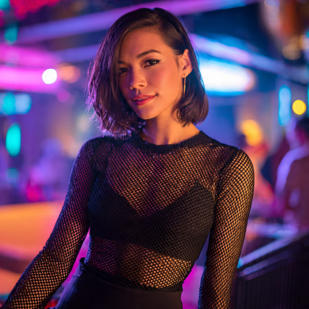 Sheer Mesh Long-Sleeve Top Idea