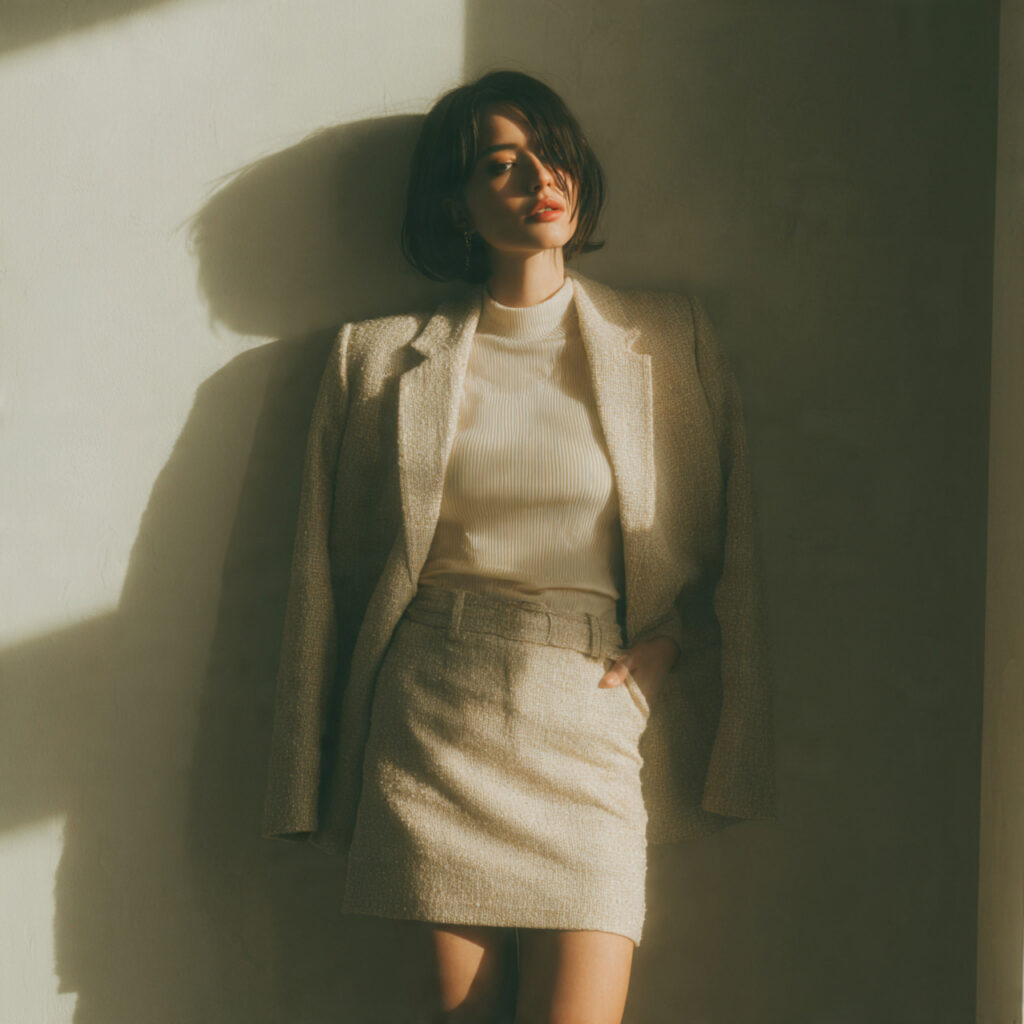 Structured Tweed Pencil Silhouette