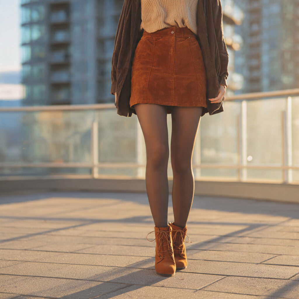 Suede Mini with Opaque Tights