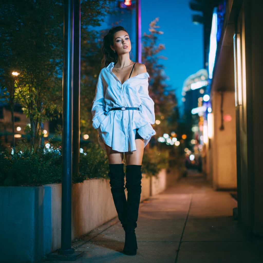 Thigh-High Boots and Oversized Shirt Idea