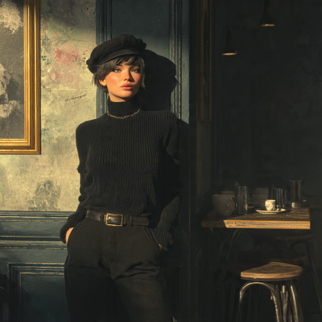 Beatnik Black Turtleneck and Beret Idea