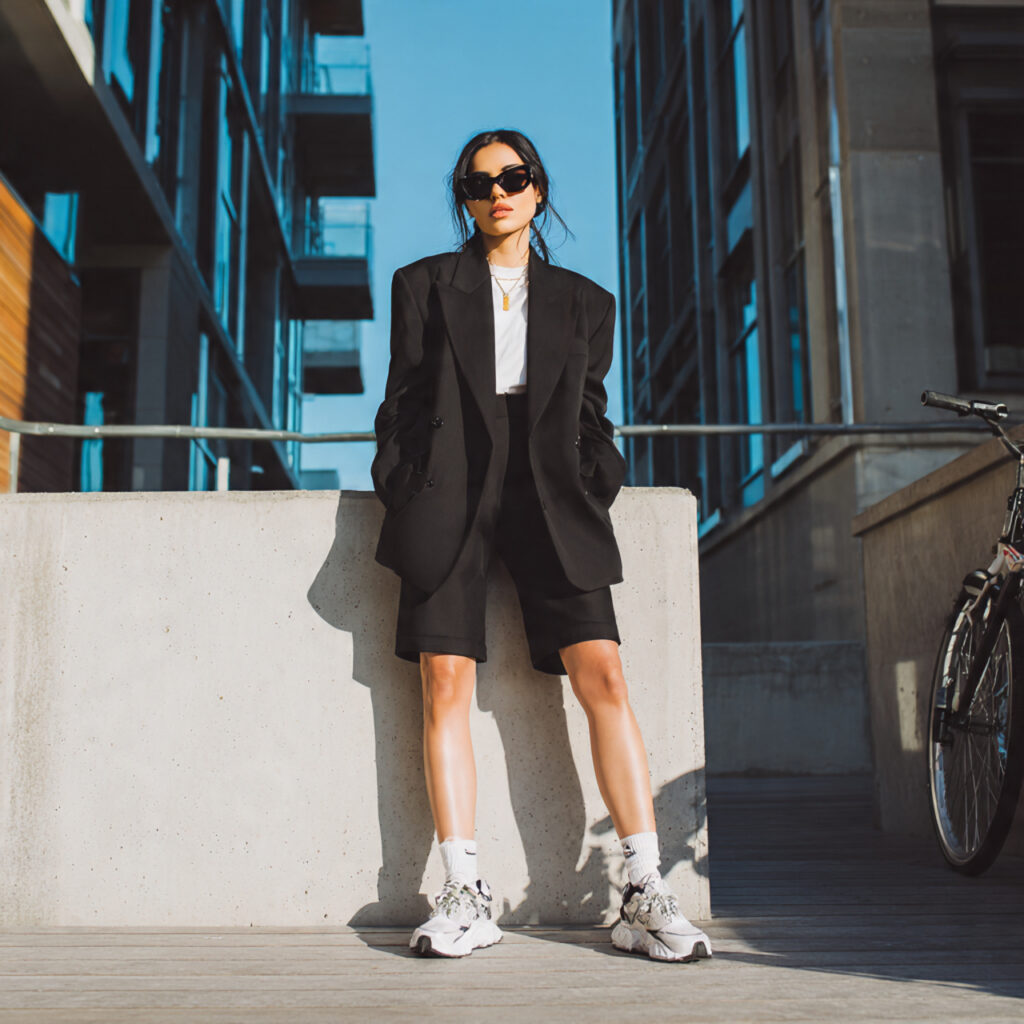 Biker Shorts and Oversized Blazer