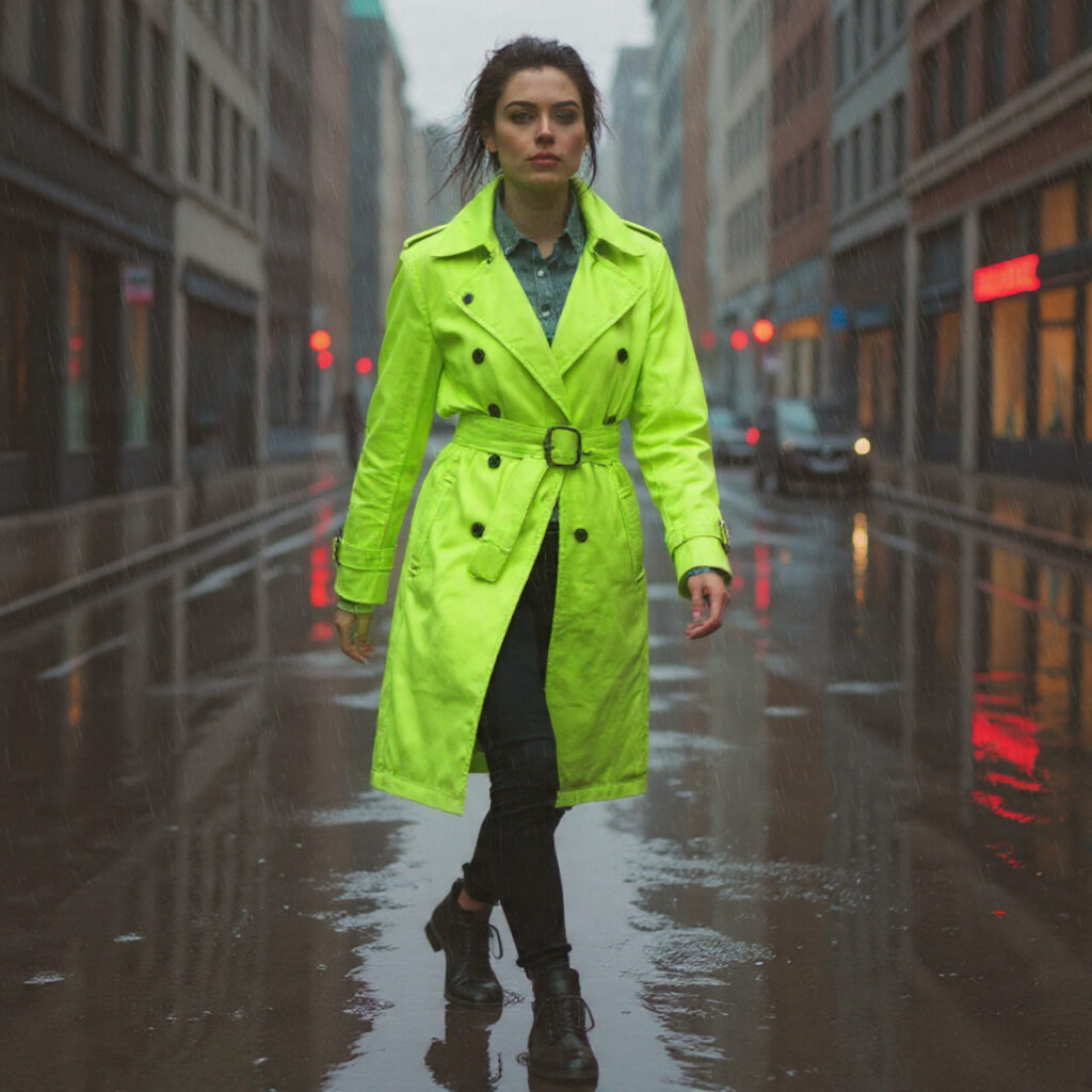 Bright Neon Windbreaker and Black Denim Idea