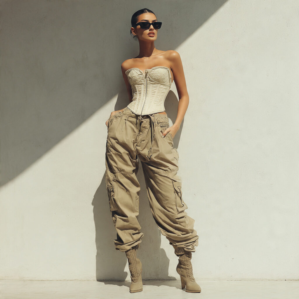 25 Trendy Western Outfit Ideas to Upgrade Your Wardrobe 23 Cargo Pants and Corset Top Idea